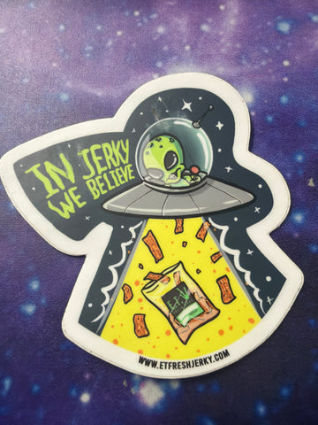 MEDIUM IN JERKY WE BELIEVE STICKER