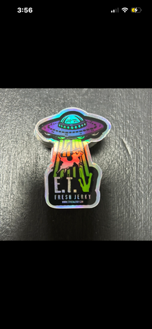 HOLOGRAPHIC COW ABDUCTION STICKER