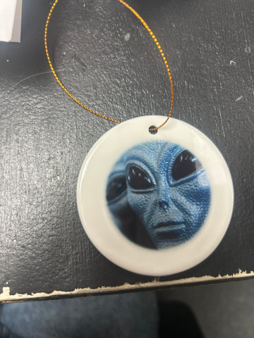 Silver Alien Ornament