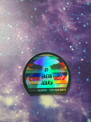 SMALL STRIPE UFO HOLOGRAPHIC STICKER