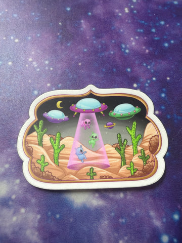 MEDIUM DESERT ALIEN ABDUCTION STICKER