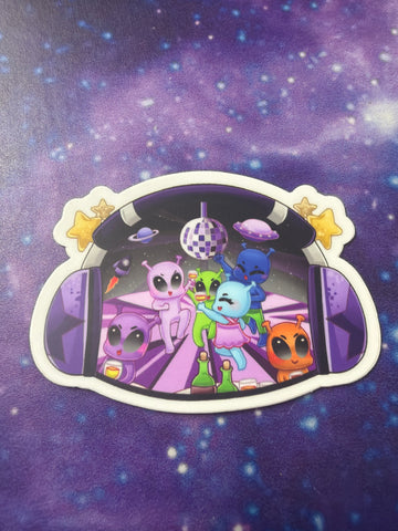 MEDIUM ALIEN PARTY SHIP STICKER