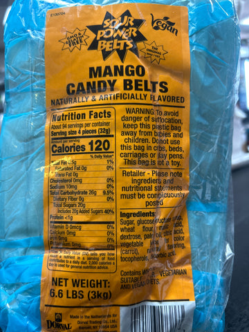 Sour Mango Belts 8oz
