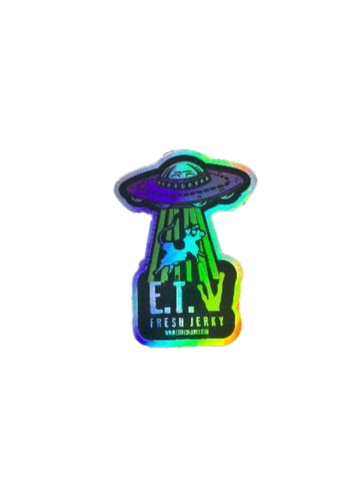 HOLOGRAPHIC COW ABDUCTION STICKER
