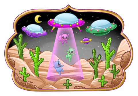 MEDIUM DESERT ALIEN ABDUCTION STICKER